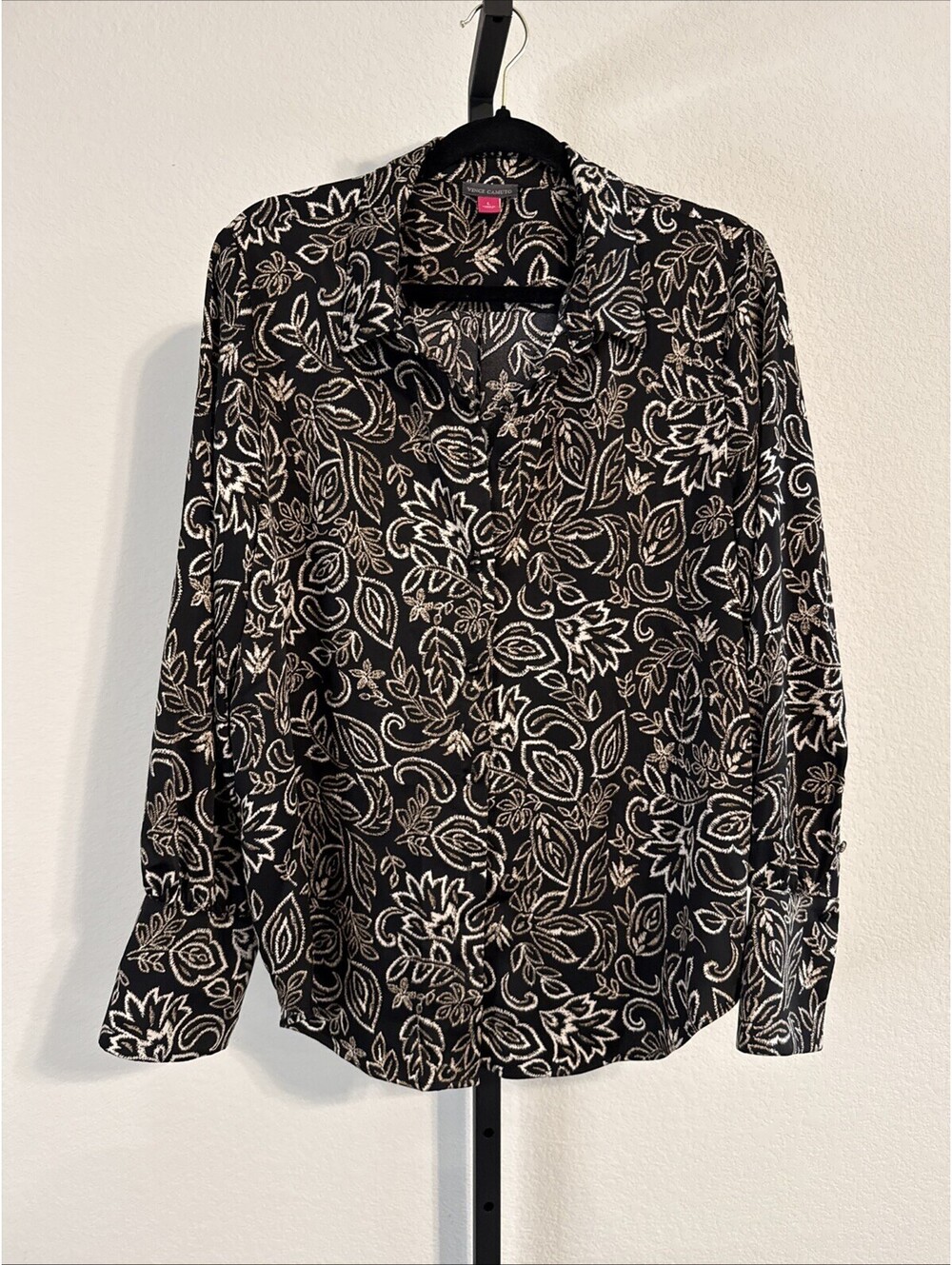Vince Camuto Floral Paisley Printed Button Up Long Sleeve Shirt w/ Wide Cuff LRG